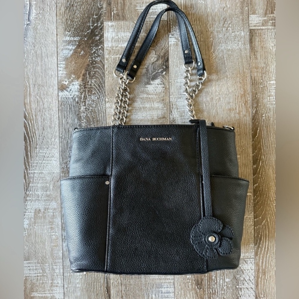 Dana Buchman Black Shoulder Bag with Chain Straps